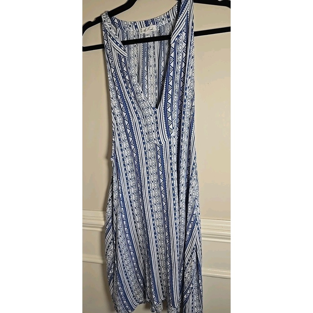 Free People On‎ The Road Woman's M Summer Dress Blue White Pattern Pockets Light